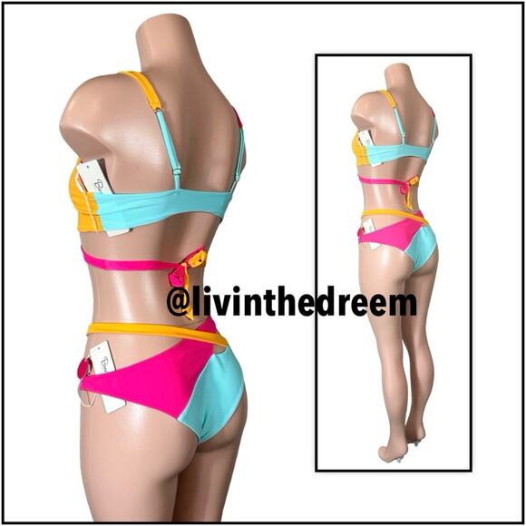 Beach Bunny Color Blocked Skylar Wrap Bikini $220 - Picture 6 of 14